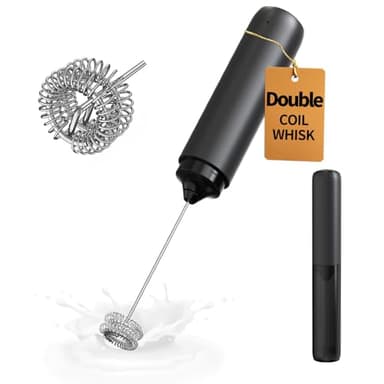 CIRCLE JOY Mousseur à Lait Électrique Rechargeable, Mousseur à Main sans Fil, Double Spirale Fouet Mélangeur Électrique, Portable Mixeur pour Café, Latte, Cappuccino, Matcha, Cocktails, Noir