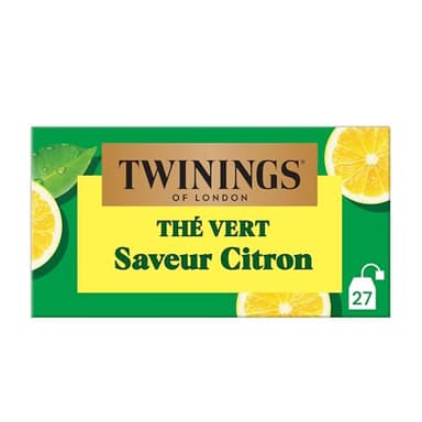 Twinings - Thé Vert saveur Citron - 27 Sachets - à Déguster Chaud ou Froid