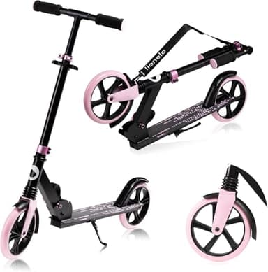 LIONELO LUCA trotinette Enfant et Adultes jusqu'à 100 kg, Construction Durable, Pliage, Rapide, Guidon Ajustable, Roues à 20 cm, Amortisseur ShockResist Frein (Noir)