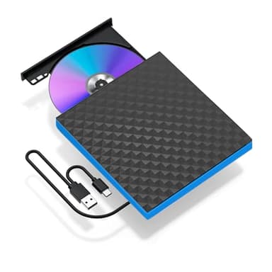 Lecteur CD/DVD Externe pour PC, USB 3.0 et USB-C Graveur DVD Externe Optique CD/DVD -/+RW Drive, Lecteur Graveur CD DVD Optiques Externes pour PC, Laptop Desktops,Windows11/10/8/7/XP/Vista/MacOS