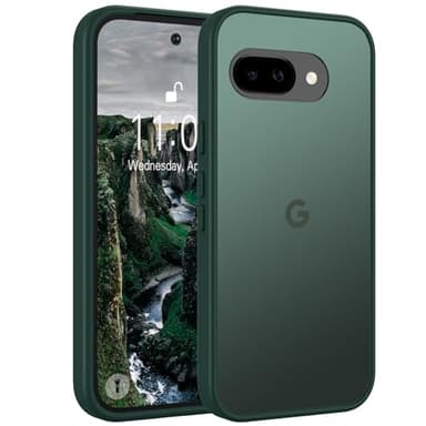 Andwing pour Google Pixel 9a Coque 2025, Coque transparente mate résistante aux chocs avec protection militaire anti-traces de doigts, fine et résistante aux chocs - Vert foncé
