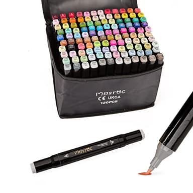 Feutre a Alcool Twinmarkers 121 Couleurs Marqueurs，Permanents Coloriage Pour Adultes Enfants，Brush Markers Pinceau Professionnel Dessin Double Tête Plus Blender Incolore (non free flowing mark pen）