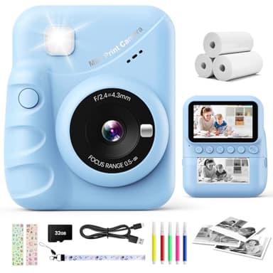 CalineGam Appareil Photo Instantané Enfant, 3,0 Pouces Écran HD 48MP Appareil Photo Enfants avec Carte 32 Go, 1080P Appareil Photo Jouet Cadeau pour Garçons Filles de 3 à 12 Ans (Bleu)