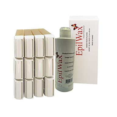 EpilWax - Lot de 12 x Roll On Cire Epilation au Miel + 100 x Bandes d'Épilation + Huile après Épilation - Jambes, Aisselles, Corps - Facile à étaler et à Retirer
