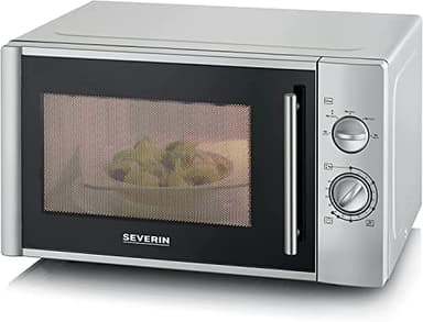SEVERIN Four à micro-ondes 28 L, - 900 W pour décongeler, chauffer et réchauffer, - avec 5 niveaux de puissance, Minuteur 35 min, Plateau tournant (Ø 31,5 cm), Argent, MW 7772