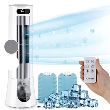 Klarstein 5 en 1 Rafraichisseur/Refroidisseur d'Air Mobile par Evaporation avec Humidificateur, Ventilateur, Ioniseur, Climatiseur Mobile Sans Évacuation, Mode Nuit, 45W, Débit d'Air de 132m³/h