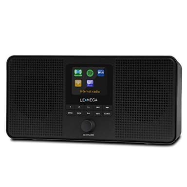 LEMEGA IR4S Radio Internet Stéréo,Radio WiFi Dab/Dab+,FM,Spotify Connect&Podcasts,Bluetooth,Haut-parleurs Stéréo 2.0,Double Réveil,60 Préréglages,Sortie Casque,Contrôle Via l'application OKTIV- Noir