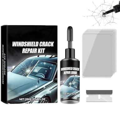 Kit Reparation Pare Brise, Voiture Brise de Voiture Réparation de Verre Fissuré, Colle Pare Brise Avec lame et film de durcissement, Pour Réparation Pare Toile D'araignée, Croissant de Lune Demi