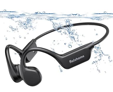 Relxhome Casque Conduction Osseuse, Écouteur Natation À Bluetooth 5.4, mémoire 32 Go intégrée, Lecteur MP3 Étanche IPX8, 10 Heures de Jeu, Ecouteur Natation sans Fil, Casque Sport pour la Natation