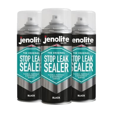 JENOLITE Spray Scellant Anti-Fuite | NOIR | 3x400ml | Scellant anti-fuites pour gouttières et toits plats | Joint d'étanchéité imperméable | Remplit, scelle et arrête les fuites