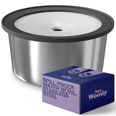 HEY WOODY® Gamelle Anti Éclaboussures Chien 2L INOX – Distributeur d'eau Antidérapant pour Chat, Gamelle Anti-Goutte Grande Capacité