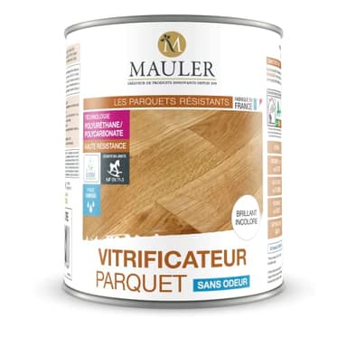 MAULER - Vitrificateur parquet & escalier incolore Aspect Brillant 1L - protection taches, rayures, usure longue durée, ecolabel et dépolluant l'air