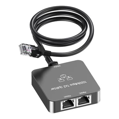 Uzifhdhi Switch Ethernet 2 Port avec câble Ethernet, Switch RJ45 Splitter 1000 Mbps, pour Ordinateur, TV, concentrateur, commutateur, routeur, Set-Top Box, et. Gris