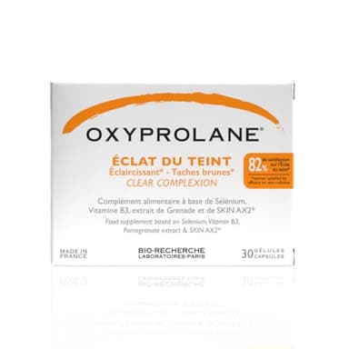Oxyprolane® Eclat du Teint • Complément Alimentaire Teint & Taches brunes • Cure 1 mois / 30 gélules (1/j) • Fabriqué en France par LABORATOIRES BIO-RECHERCHE ®
