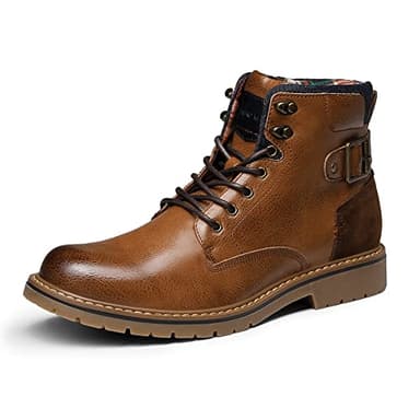 Bruno Marc Bottes de Moto Classiques pour Hommes avec Fermeture à Lacets et Fermeture Éclair Latérale Botte Confortable pour Travail,Size 42,Brun,SBBO2215M-E