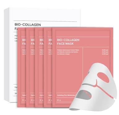 5pcs Bio-Collagen Korean Night Mask, Masque au Collagene Visage Korean, Skincare Coreen, Masque Collagene, Bio-Collagen Real Deep Mask, Masque Hydratant Visage pour les Peaux