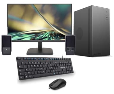 Générique PC Complet Ordinateur de Bureau Ecran 24 Pouces + Clavier & Souris + Haut-parleurs/Windows 11 Professionnel + Suite bureautique (2- Boitier Noir, Ryzen 7 / 32GB / SSD 1000GB)