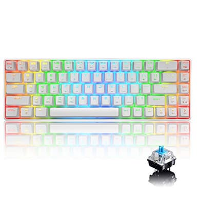 UrChoiceLtd 60% Clavier de Jeu mécanique de Type C câblé 68 Touches 18 RGB Clavier rétroéclairé USB Clavier étanche Complet Touches Anti-fantômes pour Les Joueurs et Les dactylographes (Blanc)
