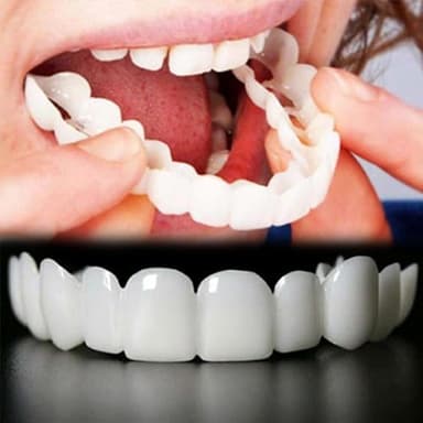 2 Paires Naturel Prothese Dentaire Dentier Provisoire Facettes Dentaires CosméTiques,Amovible Fausses Dents Temporaires SupéRieures Et InféRieures Pour Blanchir Les Dents Imparfaites