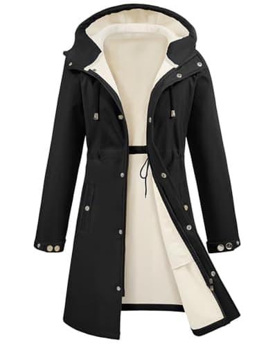 RITOSTA Veste Softshell Femme Imperméable Hiver Veste Polaire Longue Parka Coupe Vent Légère Jacket À Capuche Casual Blouson Zippé Vêtements Extérieur(Noir,M)