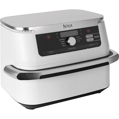 Ninja Foodi FlexDrawer Air Fryer, Dual Zone Avec Séparateur Amovible, Grand Tiroir de 10.4 L, 7-en-1, Double Zone, Sans Huile, Pièces Antiadhésives Compatibles Au Lave-Vaisselle, Blanc AF500EUWH