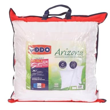 DODO - Lot de 2 Oreillers Ultra Doux 60x60 cm - Confort Moelleux - Enveloppe 100% Polyester Toucher Peau de Pêche - Garnissage 100% Polyester Volupt'Air - Lavable en Machine à 40°C