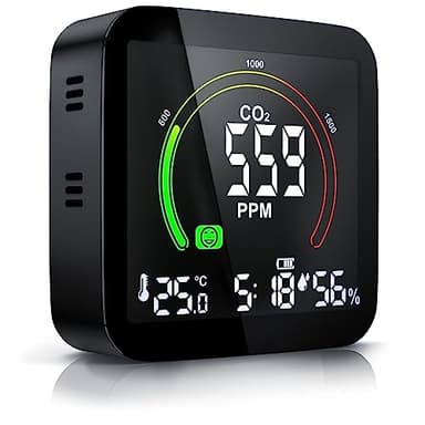 Brandson - Moniteur de qualité de l'Air 5 en 1, Détecteur de CO2, Moniteur de Dioxyde de Carbone, Température, Humidité - USB - pour Maison, Bureau, Salle de Sport, Voiture