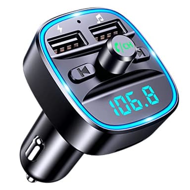 Mohard [2026 Amélioré] Bluetooth Voiture, Transmetteur FM Bluetooth 5.3 Adaptateur Radio Lecteur de Musique Kit Bluetooth, Double Port USB Chargeur Voiture, Appel Main Libre, Support Carte TF/Clé USB