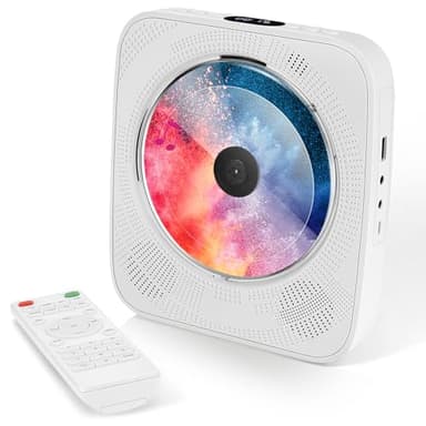 Lecteur CD Bluetooth, Lecteur CD Portable fixé au Mur, amplificateur Audio pour la Maison avec télécommande，Hauts-parleurs Hi-FI avec Prise AUX pour Casque, Lecture MP3 USB, Radio FM