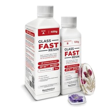 Résine Epoxy Transparente Super Rapide, non toxique et facile à utiliser, idéale pour les bijoux et décorations, effet verre, DIY (520 gr)