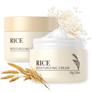 Rice Lot de 2 crèmes pour le visage – Crème Rice Céramide – 41 % essence de son de riz avec céramide – Renforce la barrière cutanée, nourrit en profondeur, apaise le teint de la peau – Crème pour le