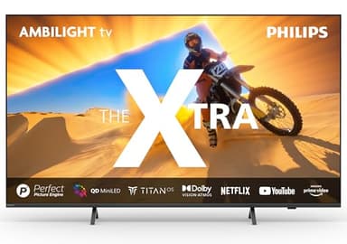 Philips Ambilight The Xtra 65PML9009 Smart TV 4K Quantum Dot MiniLED - Écran 65 Pouces avec processeur d’Images P5 Perfect Ultra HD, Titan OS, Dolby Vision et Dolby Atmos Audio - Gris Anthracite