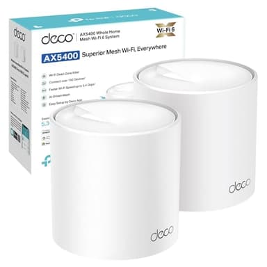 TP-Link Deco X60 AX3000 Whole Home Mesh Wi-Fi 6 System, Up to 5,000 Sq ft Coverage, 1 GHz Quad-Core CPU, Compatible with Amazon Alexa, HomeShield Security, Pack of 2