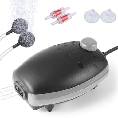 PYPABL 3W Pompe à Air pour Aquarium, 300L/H Bulleur Silencieux Réglable pour Aquarium, Pompe à oxygène puissante pour réservoir de Tortue de Poisson Jusqu'à 450L (Noir Gris)