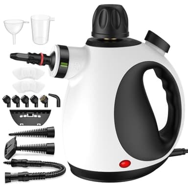 Nettoyeur Vapeur Portable,Multi-Usage Steam Cleaner avec 14 Accessoires & Réservoir 350 ml,1050W Nettoyant Vapeur pour Vapeur Vitres,Sols,Tapis,Voiture,Canapé,Cuisine