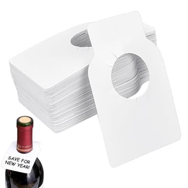 PERFETSELL 100 Étiquette de Cave à Vin Étiquettes de Bouteille de Vin Étiquettes Réutilisables Vin PVC Étiquettes Bouteille Vin Étiquette Goulot Bouteille Vin Blanche pour Bouteille de Vin et Caves