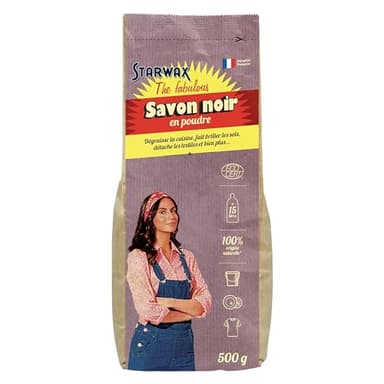 STARWAX THE FABULOUS - Savon Noir en Poudre - Dégraisse la Cuisine - Fait Briller les Sols - Détache les Textiles et Bien Plus - 100% d'Origine Naturelle - Fabriqué en France - 500 gr