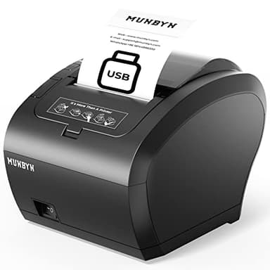MUNBYN Imprimante Thermique de reçus P047 avec Port USB Unique, imprimante POS 80 mm, imprimante Thermique directe Compatible avec Android Windows PC Chromebook (Port USB), Blanc