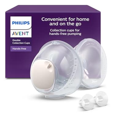 Philips Avent - deux flacons de recueil ultra-légers et transparents pour tire-lait électrique mains libres, 4 téterelles (2x 21 mm, 2x 24 mm), 2 inserts (19 mm), guide des tailles, SCF439/01