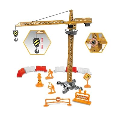 Grue de Construction Jouet Grue Manuelle Generic Jaune 40 cm avec Accessoires soulève la Charge et Tourne à 360 degrés pour Enfant