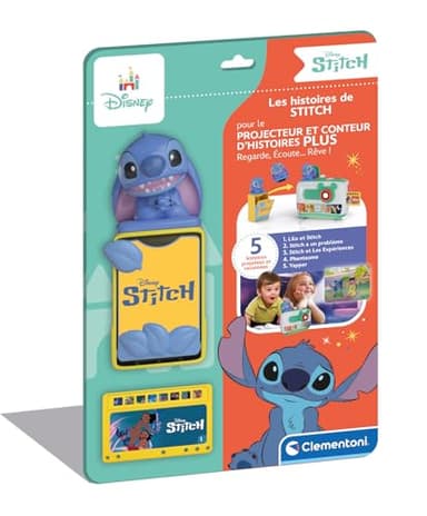 Clementoni | Les Histoires de Stitch – Recharge pour Projecteur & Conteur d’Histoires Plus | Figurine Mémoire | 5 Disquettes Murales | 5 Histoires Enregistrées | Accessoire Disney Compatible