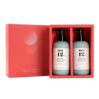 [VILLAGE11FACTORY] COFFRET CADEAU - AHA EXFOLIATING BODY LOTION (2X 300 g) Soin coréen - Lotion Corps Exfoliante Douce -12% AHA (Acide Glycolique) – Hydratation et Peau Lisse pour Peaux Sensibles