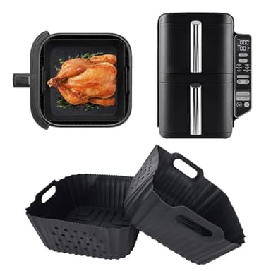 2Pièces Moule Silicone Extra Haute Air Fryer for NINJA Air Fryer Friteuse Sans Huile Ninja Double Stack 7,6l SL300EU, Réutilisable Ninja Airfryer Accessoires Plat Silicone for sl300eu
