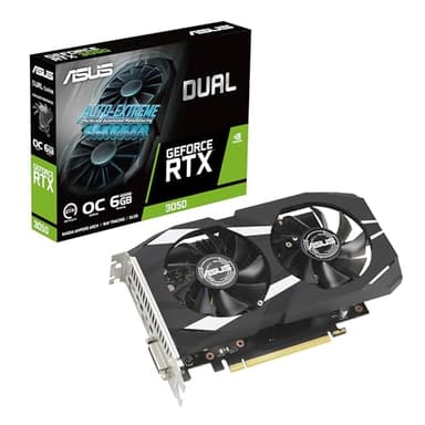 ASUS Dual GeForce RTX 3050 OC Edition Carte Graphique de Jeu 6 Go GDDR6 (Nvidia GeForce RTX3050 DLSS, PCIe 4.0, 1 x HDMI 2.1a, 1 x DisplayPort 1.4a, DUAL-RTX3050-O6G)