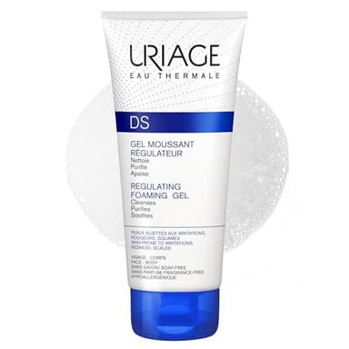 Uriage DS Gel Moussant Régulateur - Gel Nettoyant Visage & Corps Extra-Doux - Purifie, Apaise les Peaux Sujettes aux Irritations, Rougeurs & Squames - Peau Douce & Confortable - Sans Parfum ni Savon -