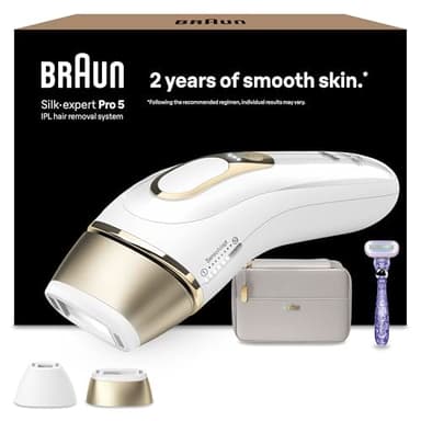 Braun Epilateur Lumiere Pulsee Silk·expert Pro 5 PL5157, Epilation Semi-Définitive, Alternative Au Laser, Résultats En 2 Séances, Rasoir Gillette Venus, Tête De Précision Pour Jambes, Maillot, Plus
