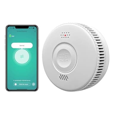 Détecteur de fumée WiFi avec capteur photoélectrique, batterie remplaçable, veille 3 ans, détecteur de fumée intelligent, notifications d'application, conforme à la norme TUV & EN 14604, lot de 1