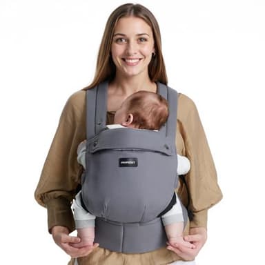 Momcozy Porte-bébé - Ergonomique, confortable et léger, adapté aux bébés de 3 à 20 kg, facile à enfiler, idéal pour une parentalité mains libres, Gris