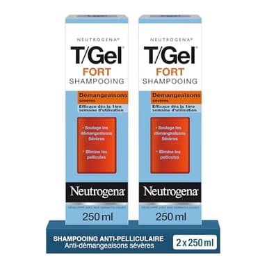 Neutrogena - Shampoing T/Gel Fort (lot de 2 flacons de 250 ml) – Shampooing anti-démangeaisons sévères et anti-pelliculaire – Efficace dès la 1ère semaine d'utilisation