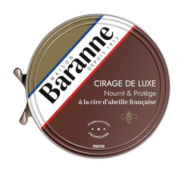 Baranne - Cirage Luxe Marron | Cire d'Abeille Française | Nourrit, Ravive & Assouplit | Brillance Longue Durée | Chaussures Cuir | 75ml